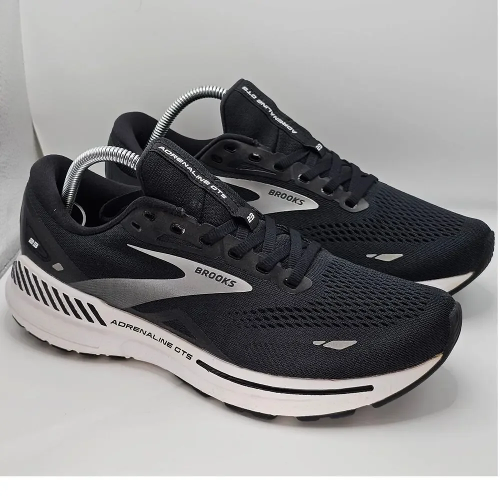 Brooks Adrenaline GTS 23 Black White Silver Women 10 Medium B UK 8 Running Shoe